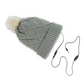 Forever Bommelmütze mit Kopfhörer und Micro Winter Grau 3,5 Klinke 120cm
