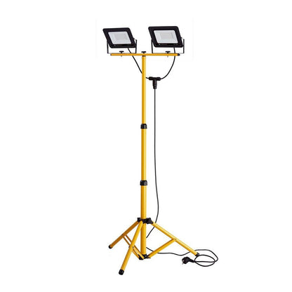 2x 50W LED Außen-Bau-Strahler-Lampe Stativ IP66 Baustellen-Fluter 8000lm 4500K