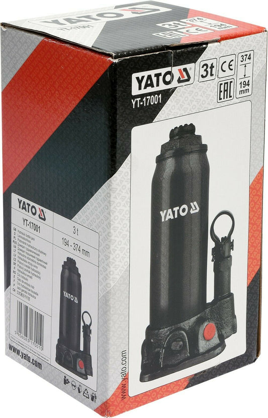 Yato YT-17001 Hydraulischer Stempelwagenheber 3T Kfz Auto Stempelheber 194-374mm - Flex-Autoteile