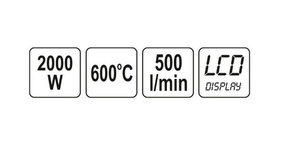 YATO Profi Heissluftfön 2000W 70-600°C LCD Anzeige Heissluftpistole Werkstattfön