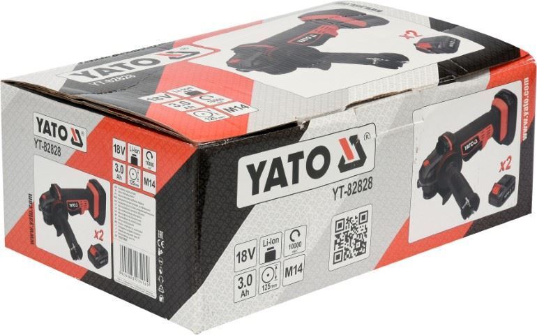 YATO YT-82828 Akku-Winkelschleifer 125mm Trennschleifer 2x 3Ah Li-Ion Akku 18V