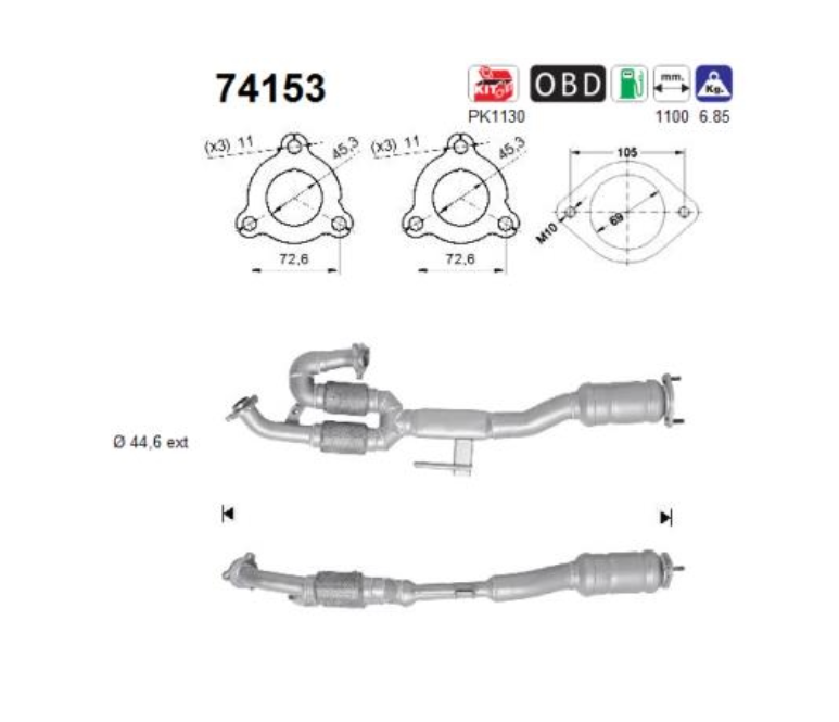 Kat Katalysator hinten für Nissan Murano I Z50 3.5 172KW Allrad 4x4 ab BJ 08/05