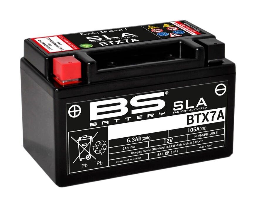 BS SLA Motorrad GEL-Batterie 6Ah für Aprilia Daelim Honda Kymco YTX7A-4 YTX7A-BS