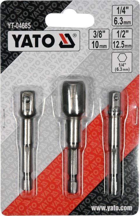 YATO YT-04685 Werkzeug Adapter Halter 6-Kant Bits auf 1/4" 3/8" 1/2" Stecknuss