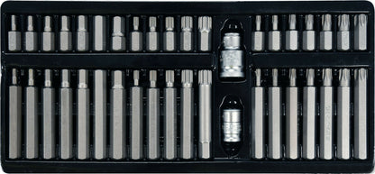 YATO YT-0400 Bitset 40 teilig Bitsatz lang 75 mm Ratschen Bitbox Adapter Koffer