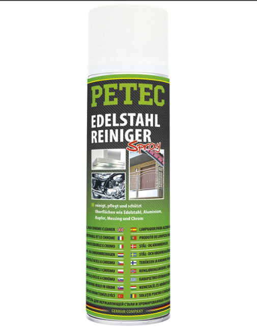 PETEC 70260 Edelstahlreiniger Spray Edelstahlpflege Reinigungsspray Alu Chrom