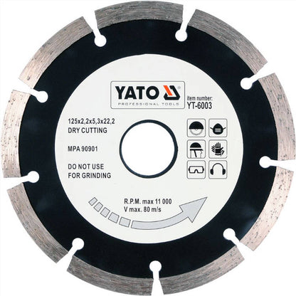 YATO YT-6003 Diamant Trennscheibe Ø 125 mm Mauernutfräse Beton Dachziegel Stein