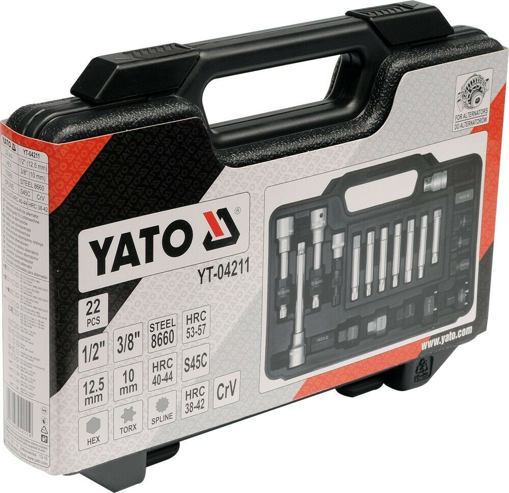 Yato YT-04211 Lichtmaschinen Werkzeug Set Generator Freilauf Schlüsselsatz 22tlg