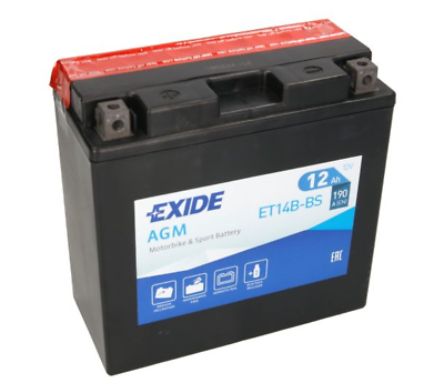 Exide ET14B AGM Motorrad Batterie 14Ah 250A für Yamaha Mopet YT14B-4 YT14B-BS