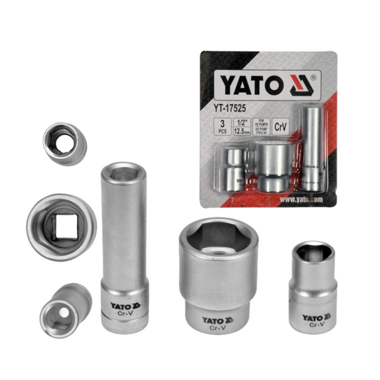 YATO Diesel VE Einspritzpumpe Steckschlüssel-Satz 3er Set 14,4mm 26mm 12,5mm