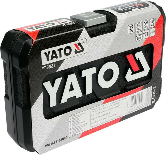 Yato yt-38561 ratchet box 22-pitch socket key set kfz 3/8 creak box