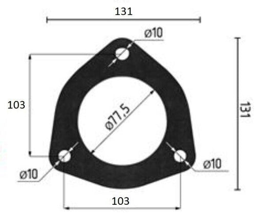 Auspuffverbinder Muffe 3er Flansch Platte Adapter Ø 77,5 mm für VW VAG Ford DAF