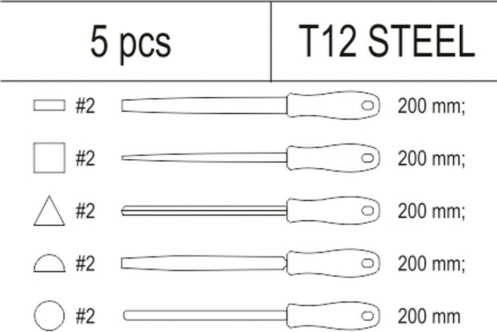 Yato yt-55453 metal files set steel files set 5 pc 200mm drawer insert