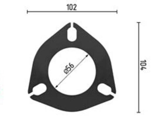 Auspuffverbinder Muffe 3er Flansch Platte Adapter Ø 55,5 mm für VW Golf Passat