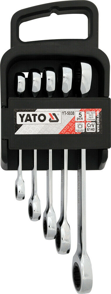 Yato YT-5038 Ratschenringschlüssel Set Ratschenschlüssel 5tlg Knarrenschlüssel - Flex-Autoteile
