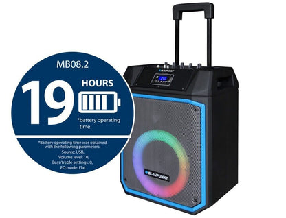 Blaupunkt Akku Partybox Karaoke 600W tragbar Lautsprecher Box Mikrofon Bluetooth