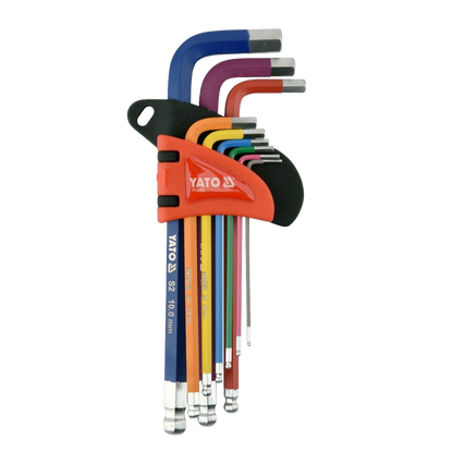 YATO Farbiger Hex Innensechskant Winkel Schlüsselsatz CrV 6150 9tlg YT-5838