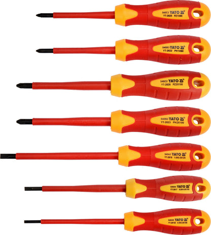 Yato YT-2828 Elektro Schraubendreher 7-tlg 1000V VollIsoliert Schlitz PH1 PH2 - Flex-Autoteile