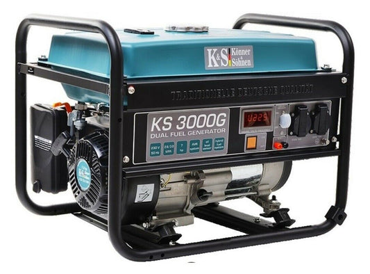 Könner & Sons KS3000G Emergency Stromaggregate 7PS Petrol Gas LPG 3KW 2x 16a 230V 12V