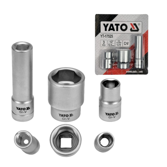 YATO Diesel VE Einspritzpumpe Steckschlüssel-Satz 3er Set 14,4mm 26mm 12,5mm