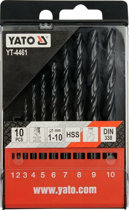 Yato YT-4461 Metallbohrer Satz Stahl Metall Bohrer Profi HSS Spiralbohrer 1-10mm - Flex-Autoteile