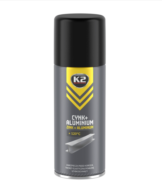 K2 Zink Alu Spray Korrosionsschutz 400ml Silber Matt Auspuff Rostschutz Grundier
