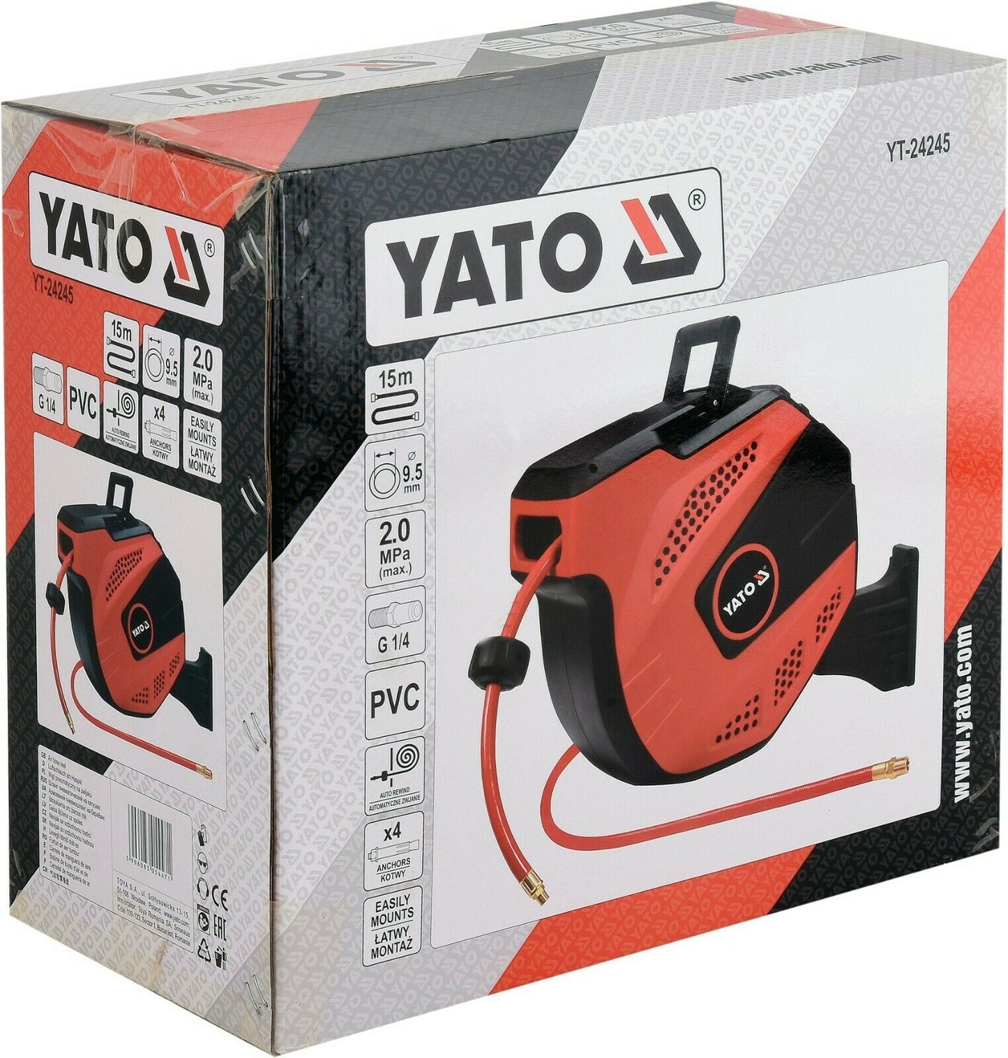 Yato Druckluft Schlauchtrommel 1/4" 9,5mm Automatik Schlauchaufroller 15m Spule - Flex-Autoteile