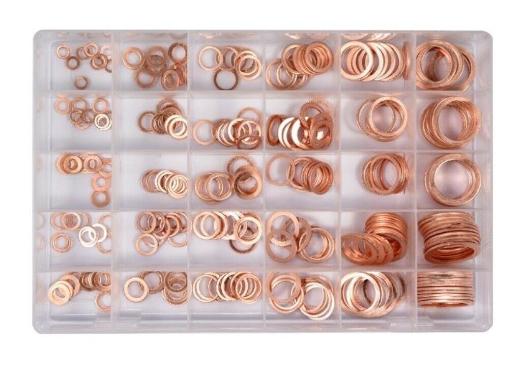 300 pcs Copper Washers Copper Rings Sealing Rings Assortment Copper Washers