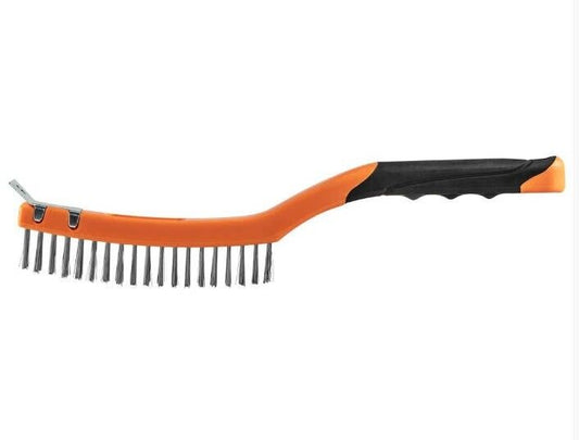 NEO TOOLS 39-012 Drahtbürste mit Schaber aus Stahl 3x19 Reihen Kunststoffgriff