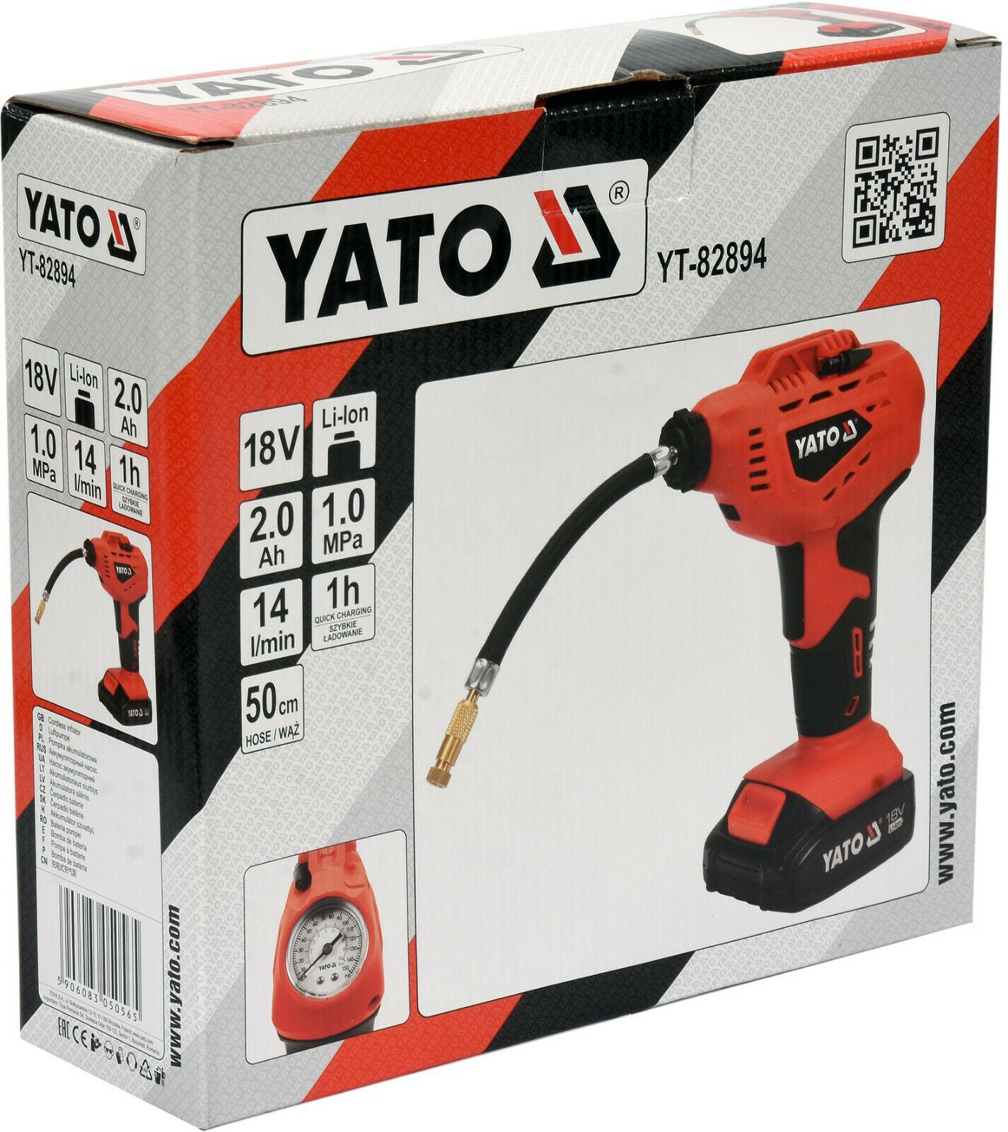 YATO  YT-82894 Akku Handkompressor Luftpumpe Reifen 18V 200mAh Kompressor