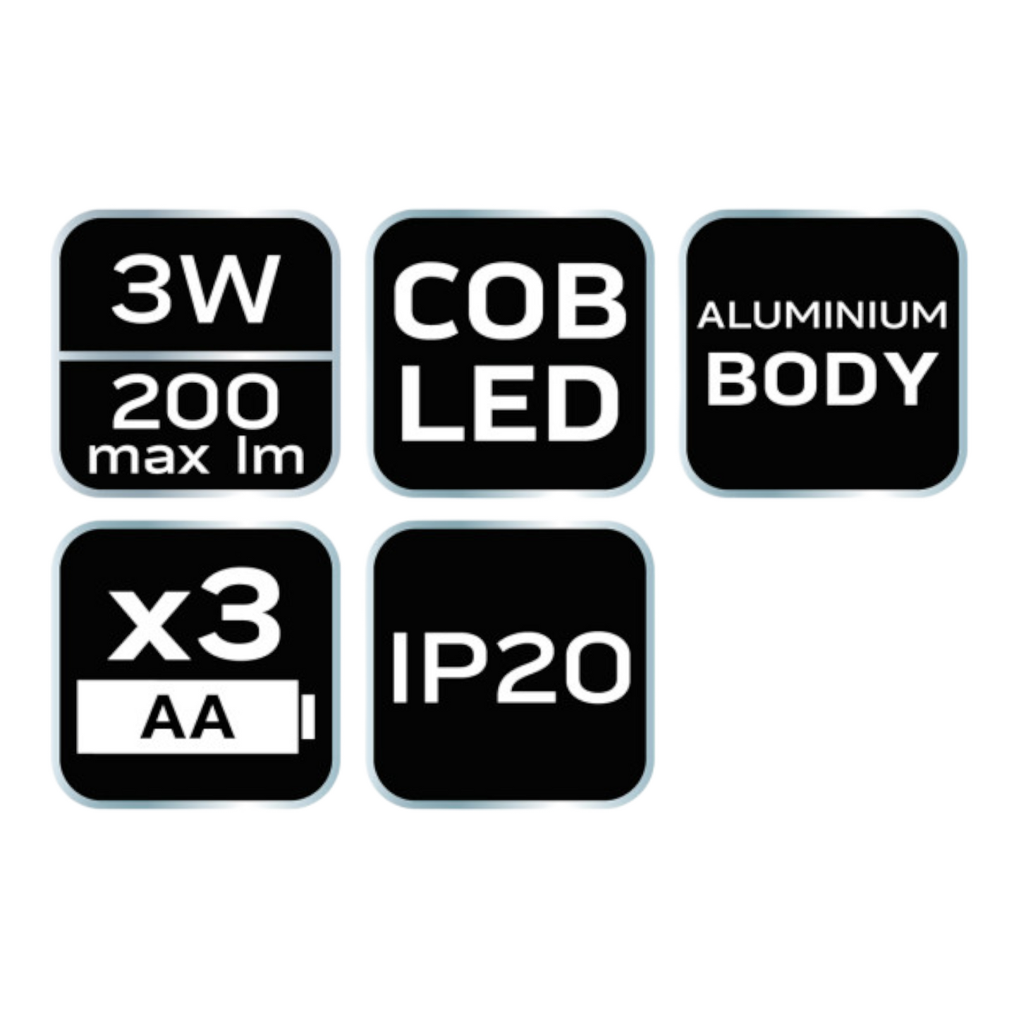 NEO TOOLS Alu Batterien Taschenlampe 3xAA 200Lm COB-LED IP20 Camping Werkstatt