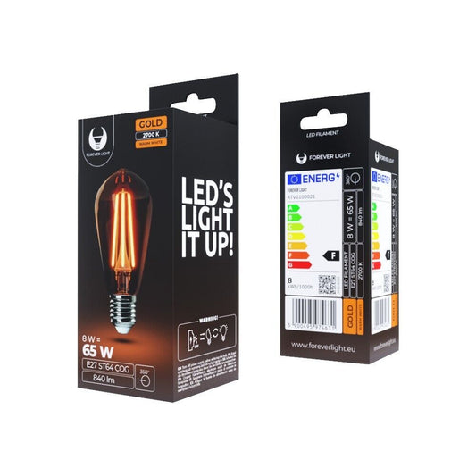 LED-Glühbirne E27 ST64 8W 2700K 840lm COG Filament antike Edison Bernsteinbirne