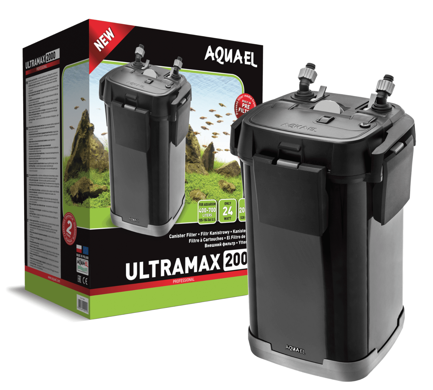 Aquael ULTRAMAX 2000 L/h großer Außenfilter 24W 400-700L Aquarium Filter Pumpe