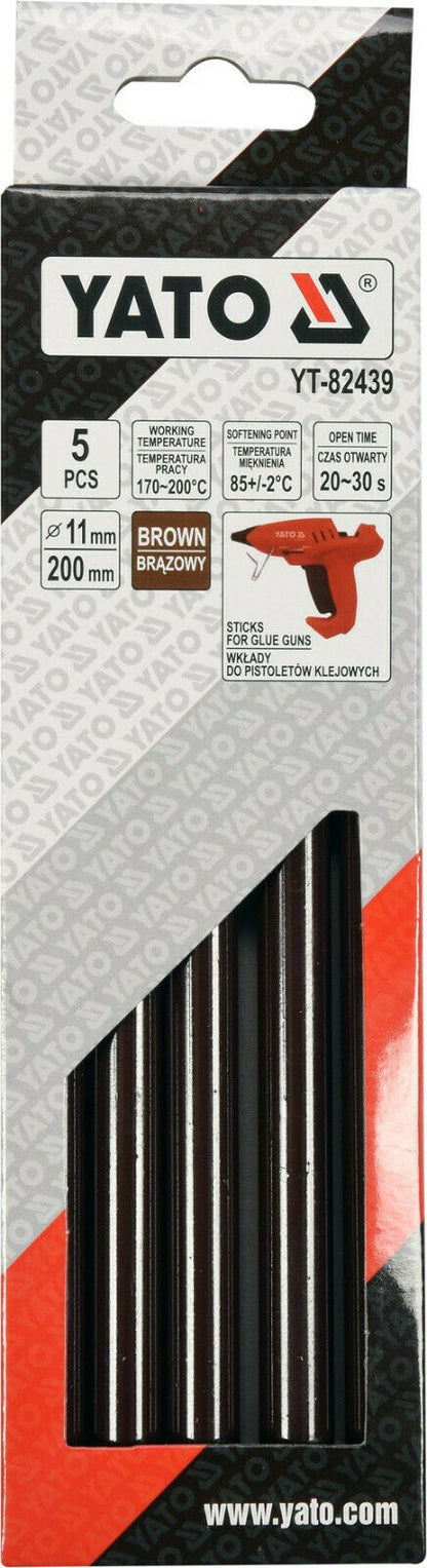 Yato YT-82439 Heißklebesticks braun 5tlg Heißklebepistole Heißkleber Klebesticks