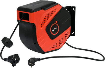 Yato YT-81221 Wand-Kabeltrommel 20m Verlängerungskabel Kabelrolle Kabelaufroller
