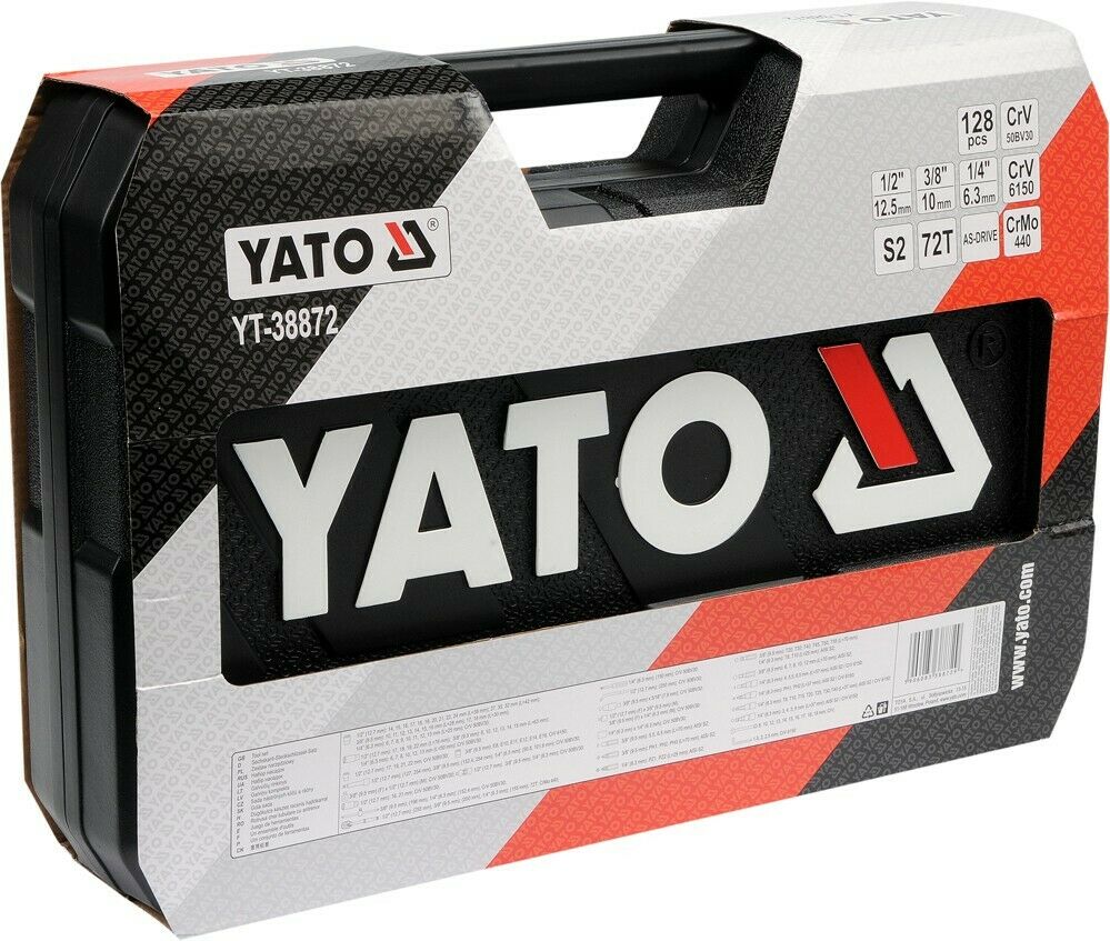 Yato YT-38872 Steckschlüssel Satz im Koffer 128Tlg Werkzeugkoffer Ratschenkoffer