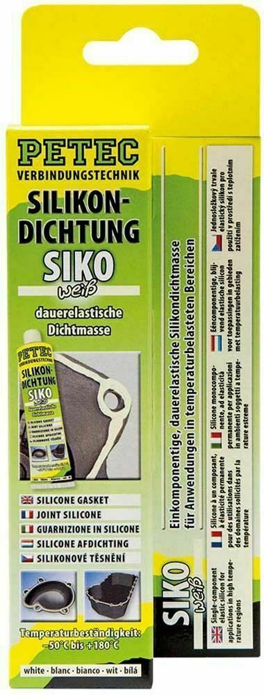 PETEC 97980 Silikondichtung SIKO weiß 70ml dauerelastische Dichtmasse bis 180°C