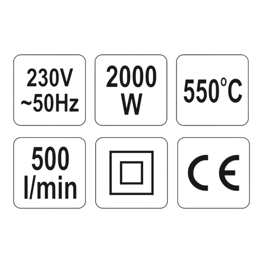 Yato Heissluftföhn 2000W 70 ~ 550 °C Heissluftpistole Werkstattfön Fön 230V
