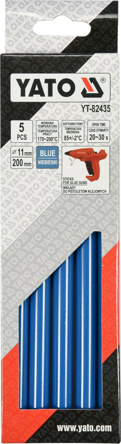 Yato YT-82435 Heißklebesticks blau 5tlg Heißklebepistole Heißkleber Klebesticks
