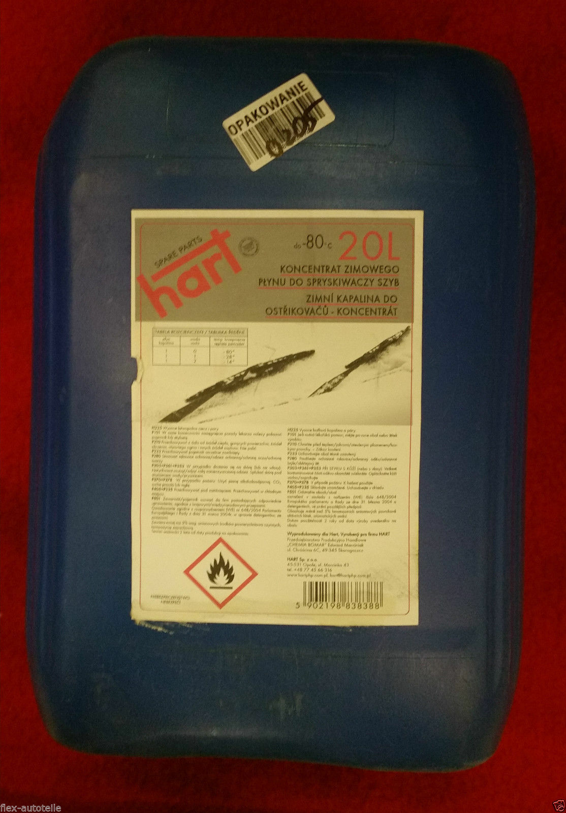 20 Liter Scheibenreiniger Flüssigkeit -80°C Konzentrat Frostschutz Waschwasser