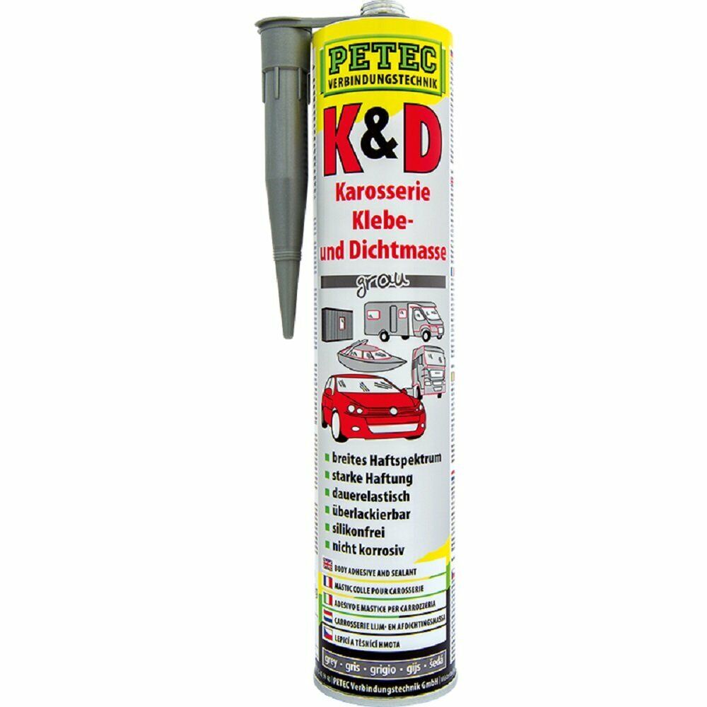 PETEC 94630 K & D Karosserie Klebe- und Dichtmasse grau 310ml Kartusche Kleber