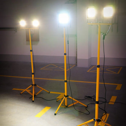 2x 50W LED Außen-Bau-Strahler-Lampe Stativ IP66 Baustellen-Fluter 8000lm 6000K