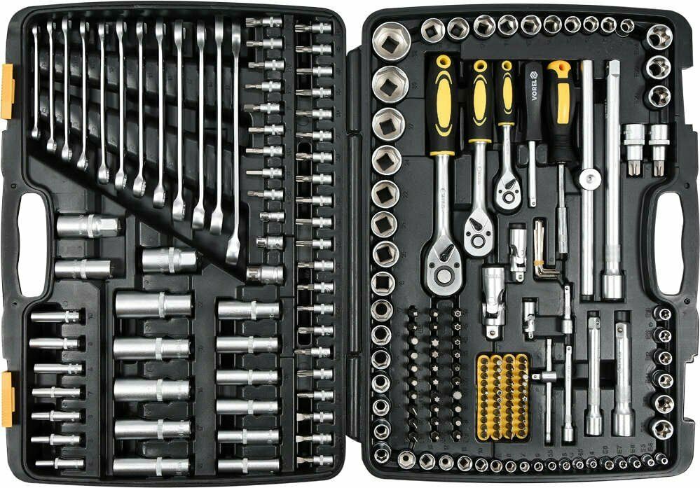 Vorel Werkzeugkoffer Set 216tlg Ratschen Steckschlüssel 1/4" 1/2" 3/8" Langnüsse