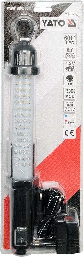 Yato Profi 60 LED Arbeitslampe Handlampe Stablampe Werkstattleuchte Magnet Akku