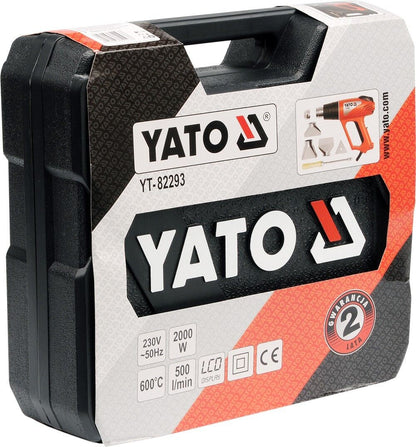 YATO Profi Heissluftfön 2000W 70-600°C LCD Anzeige Heissluftpistole Werkstattfön