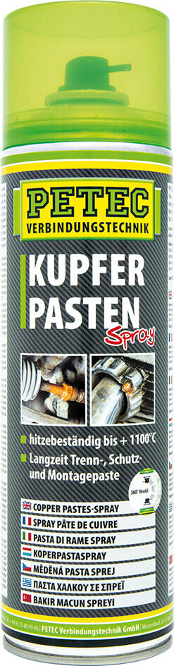 PETEC 70350 Kupferpastenspray 500ml Kupferfett Schmiermittel hitzebeständig 1100