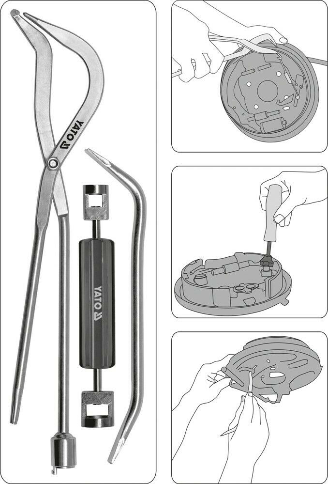 Yato Brake Spring Pliers Set - 3-Piece Drum Brake Tool Kit For Brake Shoe Installation (YT-0684)