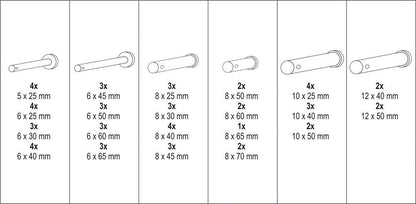 YATO YT-06786 SPLINTE SORTIMENT SICHERUNGSBOLZEN STECKBOLZEN 60-teilig Ø 5-12 mm - Flex-Autoteile