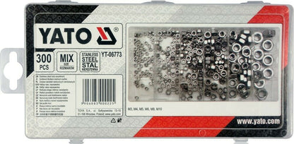 Yato YT-06773 Sechskant Muttern Set Sortierbox rostfrei 300 tlg Edelstahl M3-M10 - Flex-Autoteile