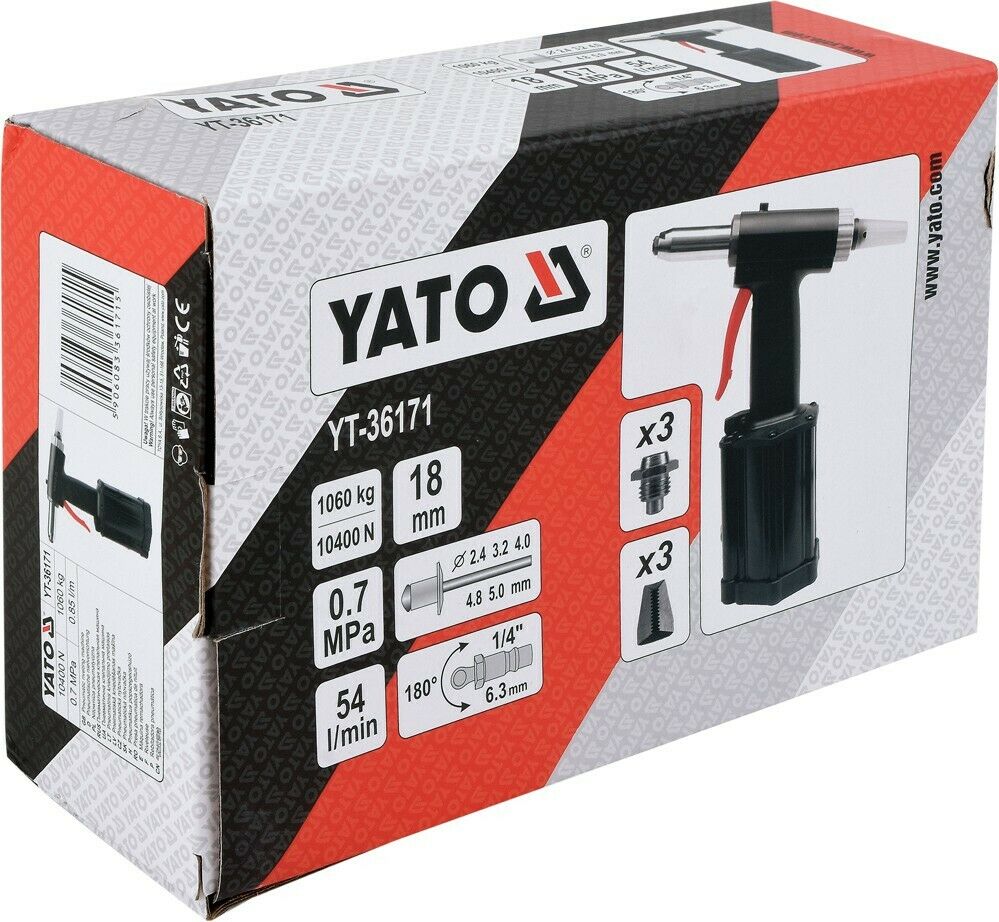 Yato yt-36171 compressed air rivet gun pneumatic pop rivets blind rivet device